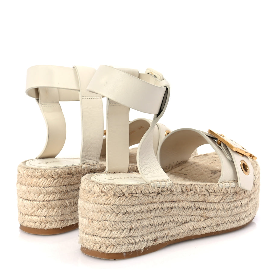 Christian Dior  Calfskin D-Dior Espadrille Platform Sandals 35 Off White Image 4