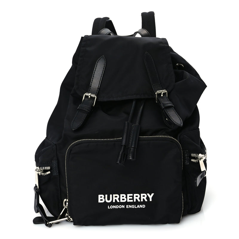  Burberry Nylon Logo Print Medium Rucksack Backpack Black