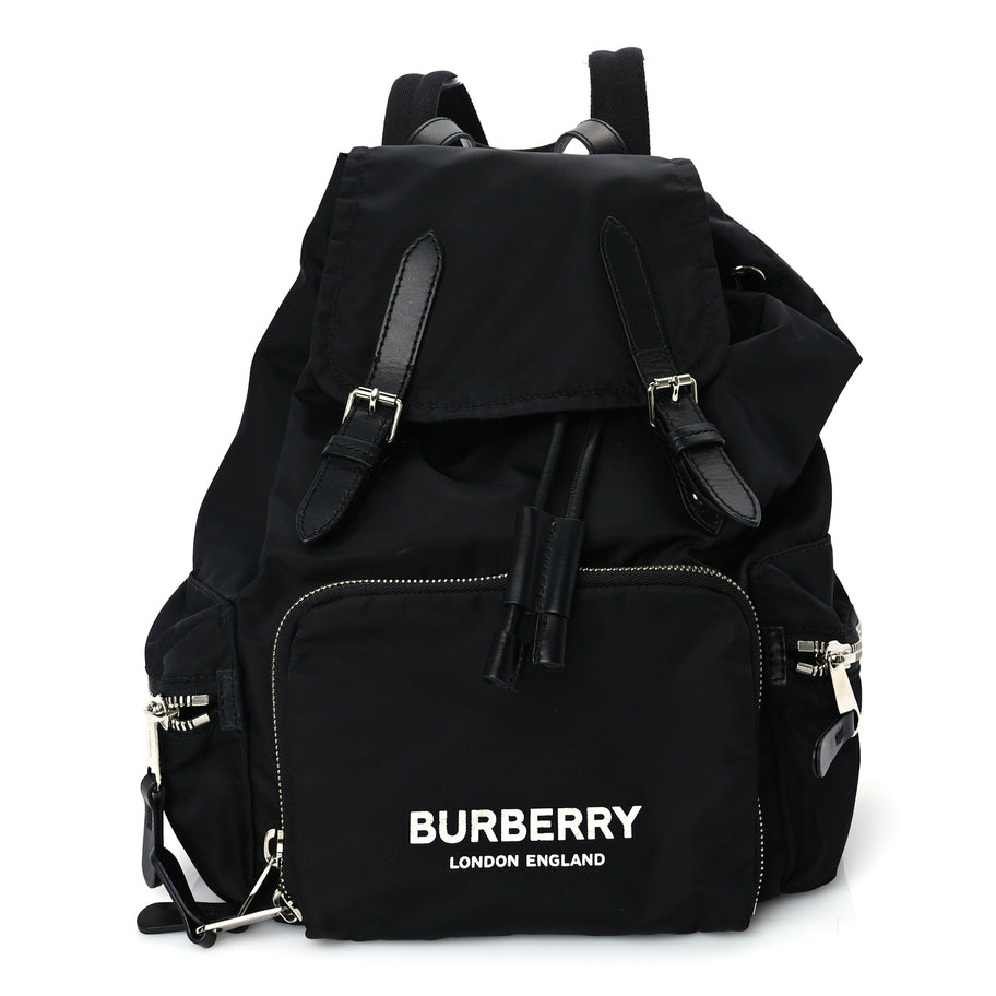 Burberry Nylon Logo Print Medium Rucksack Backpack Black Image 1