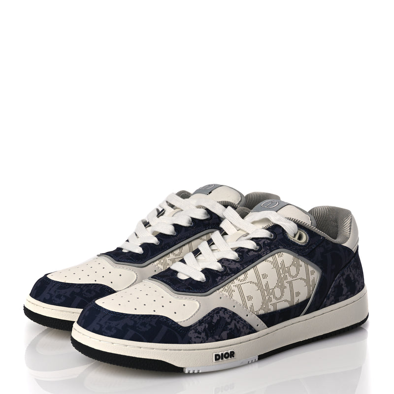  Christian Dior X DENIM TEARS Smooth Calfskin Oblique Denim Mens B27 Low Top Sneakers 41 Blue