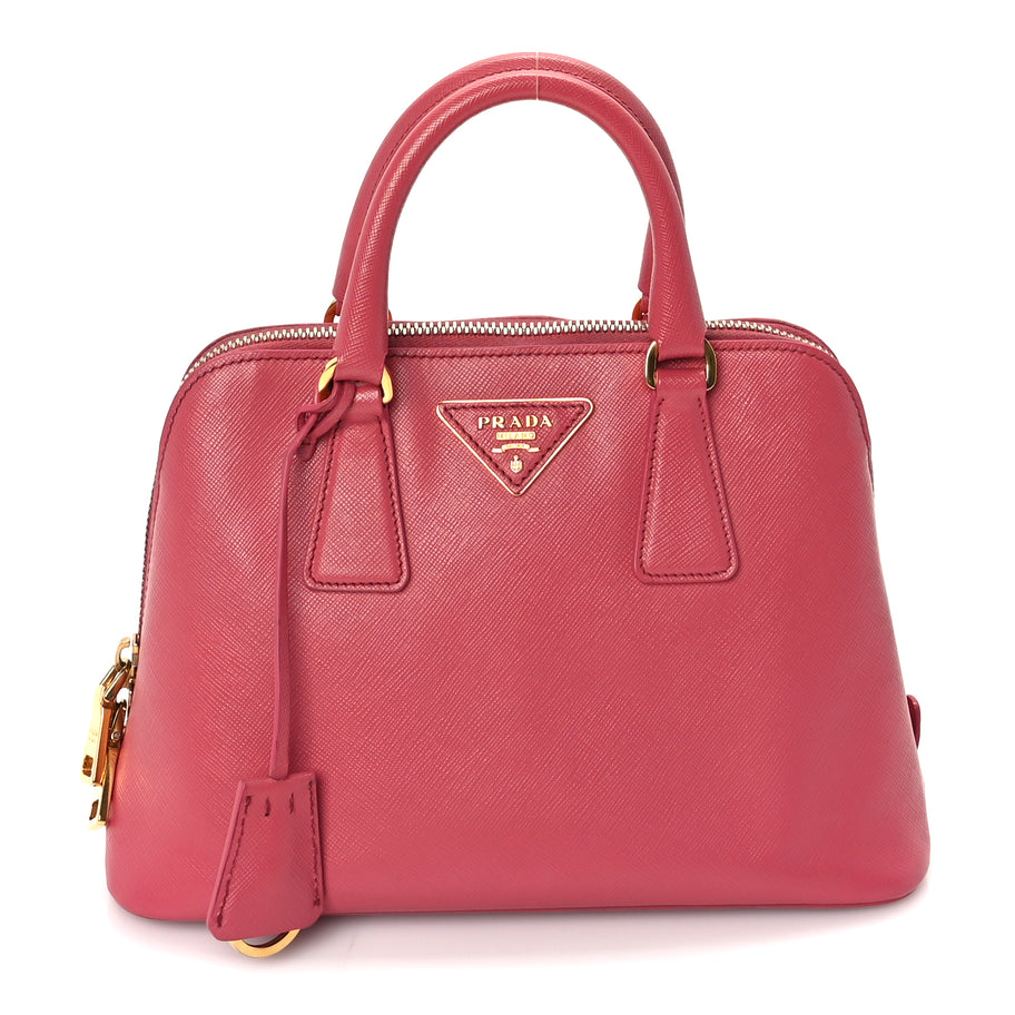 Prada Saffiano Vernice Small Promenade Tote  Peonia Image 1