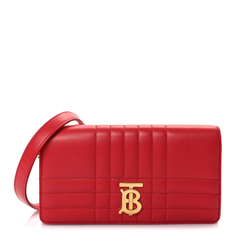 Burberry Lambskin Quilted Lola Chain Wallet  Bright Red Image 1