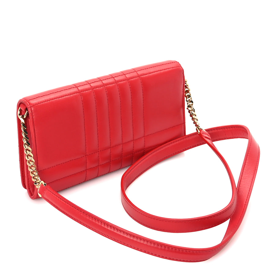 Burberry Lambskin Quilted Lola Chain Wallet  Bright Red Image 2