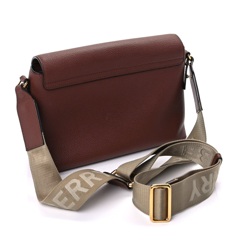  Burberry Calfskin Vintage Check Note Crossbody Bag Tan