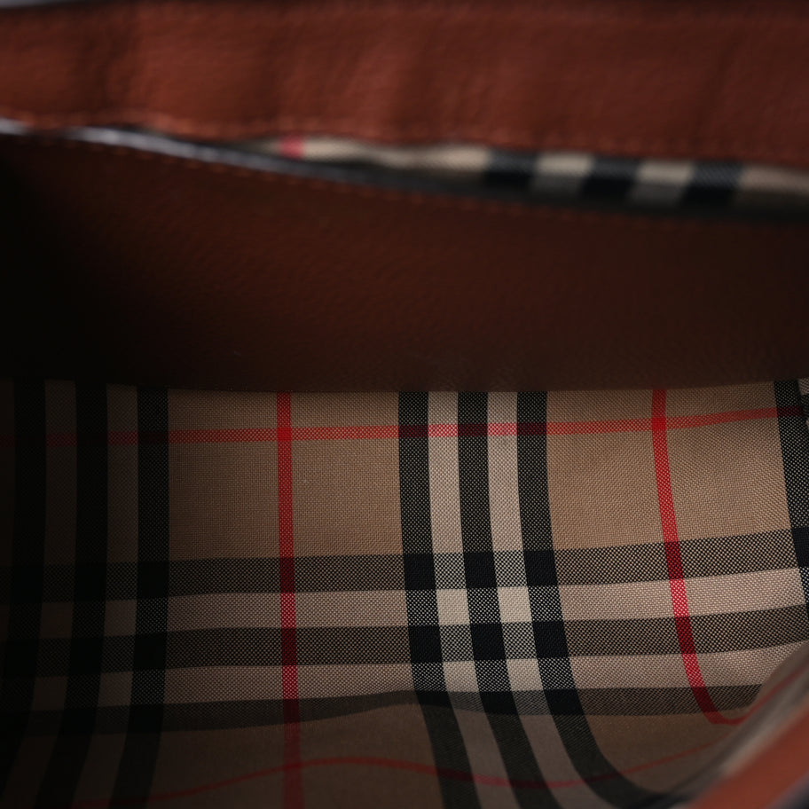 Burberry Calfskin Vintage Check Note Crossbody Bag Tan Image 4