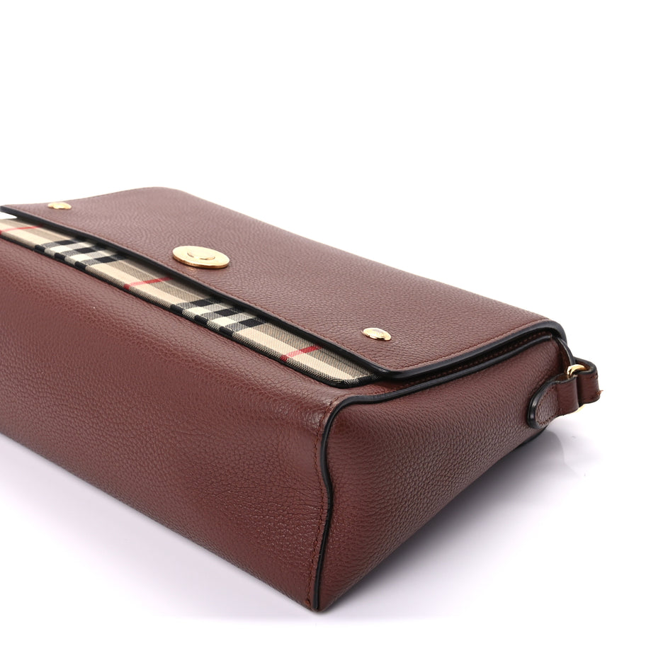 Burberry Calfskin Vintage Check Note Crossbody Bag Tan Image 7