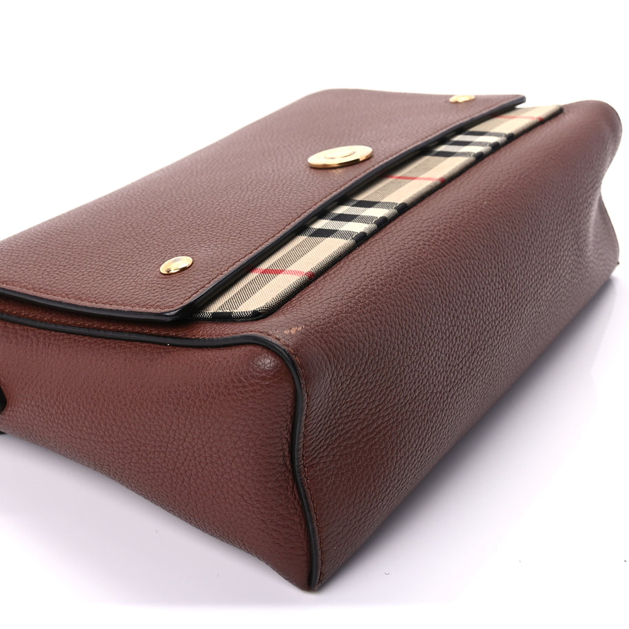 Burberry Calfskin Vintage Check Note Crossbody Bag Tan Image 8
