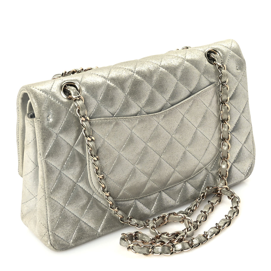 Chanel Iridescent Calfskin Quilted Medium Double Flap  Silver Image 2