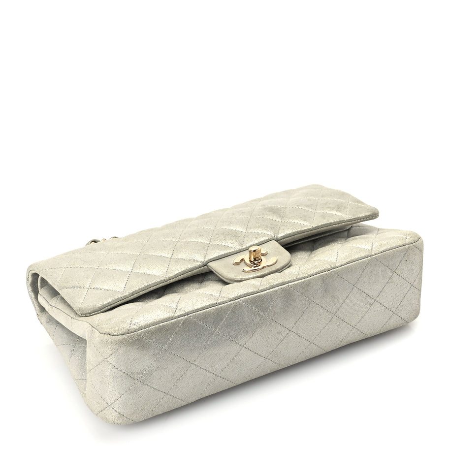 Chanel Iridescent Calfskin Quilted Medium Double Flap  Silver Image 3