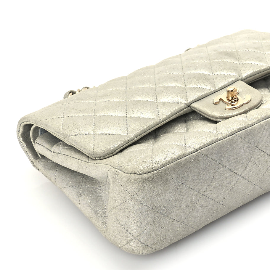 Chanel Iridescent Calfskin Quilted Medium Double Flap  Silver Image 7