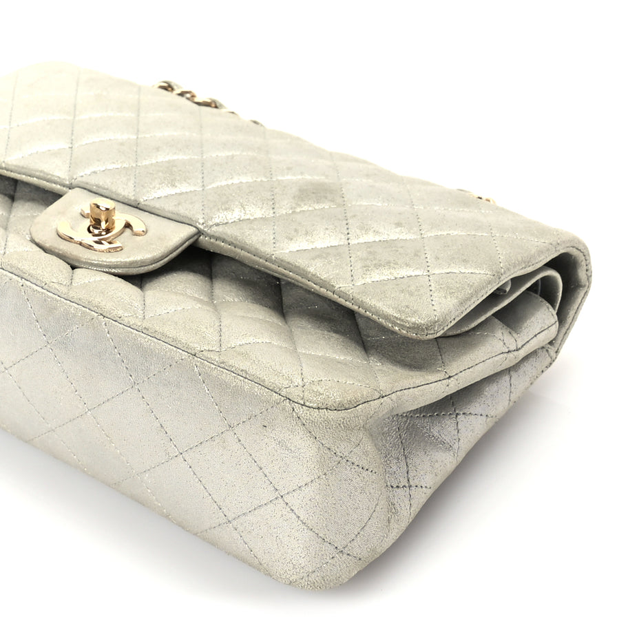 Chanel Iridescent Calfskin Quilted Medium Double Flap  Silver Image 8