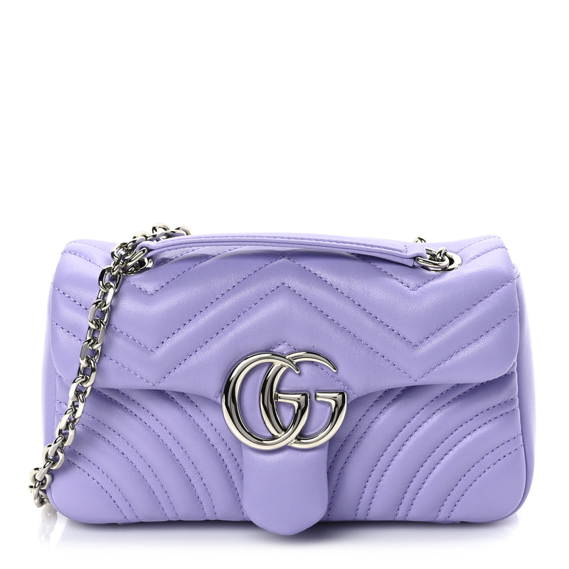  Gucci Lambskin Matelasse Small GG Marmont Shoulder Bag Lilac