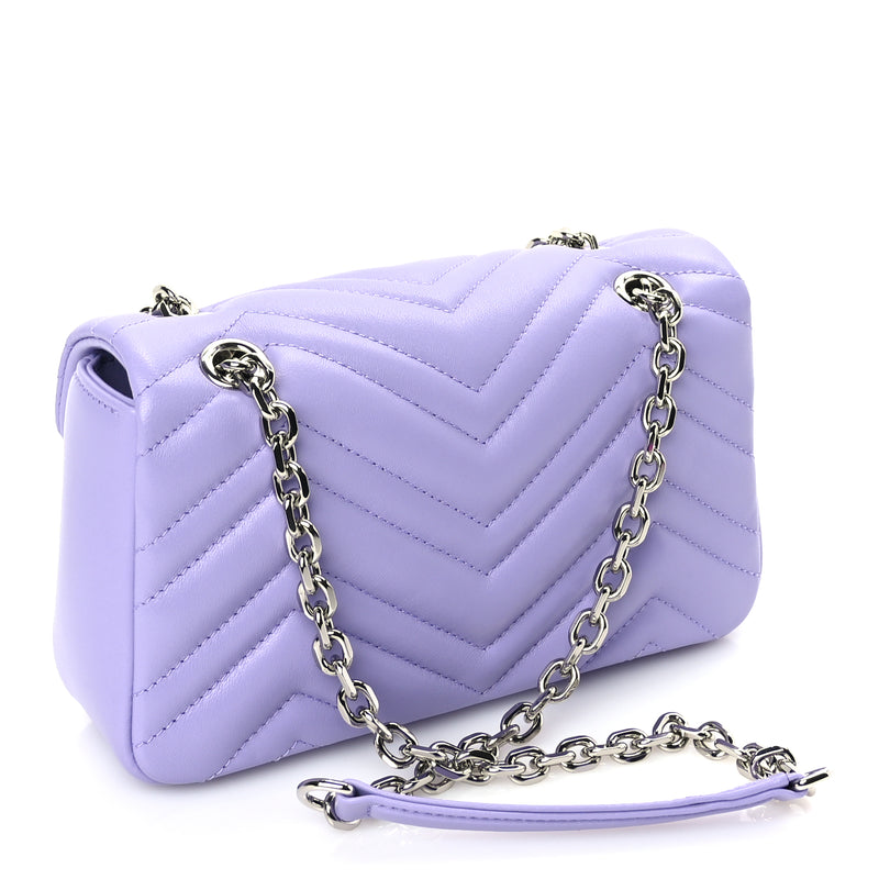 Gucci Lambskin Matelasse Small GG Marmont Shoulder Bag Lilac