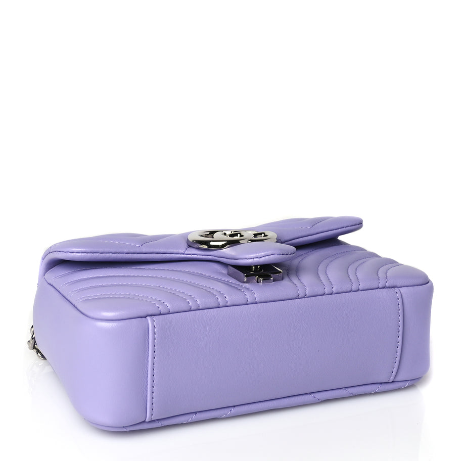Gucci Lambskin Matelasse Small GG Marmont Shoulder Bag Lilac Image 3