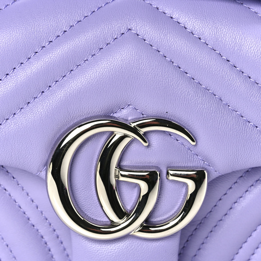 Gucci Lambskin Matelasse Small GG Marmont Shoulder Bag Lilac Image 6