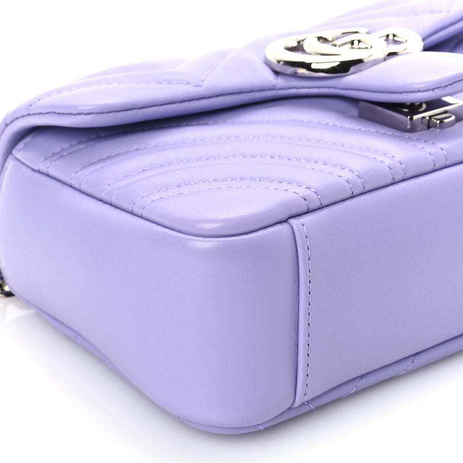 Gucci Lambskin Matelasse Small GG Marmont Shoulder Bag Lilac Image 7
