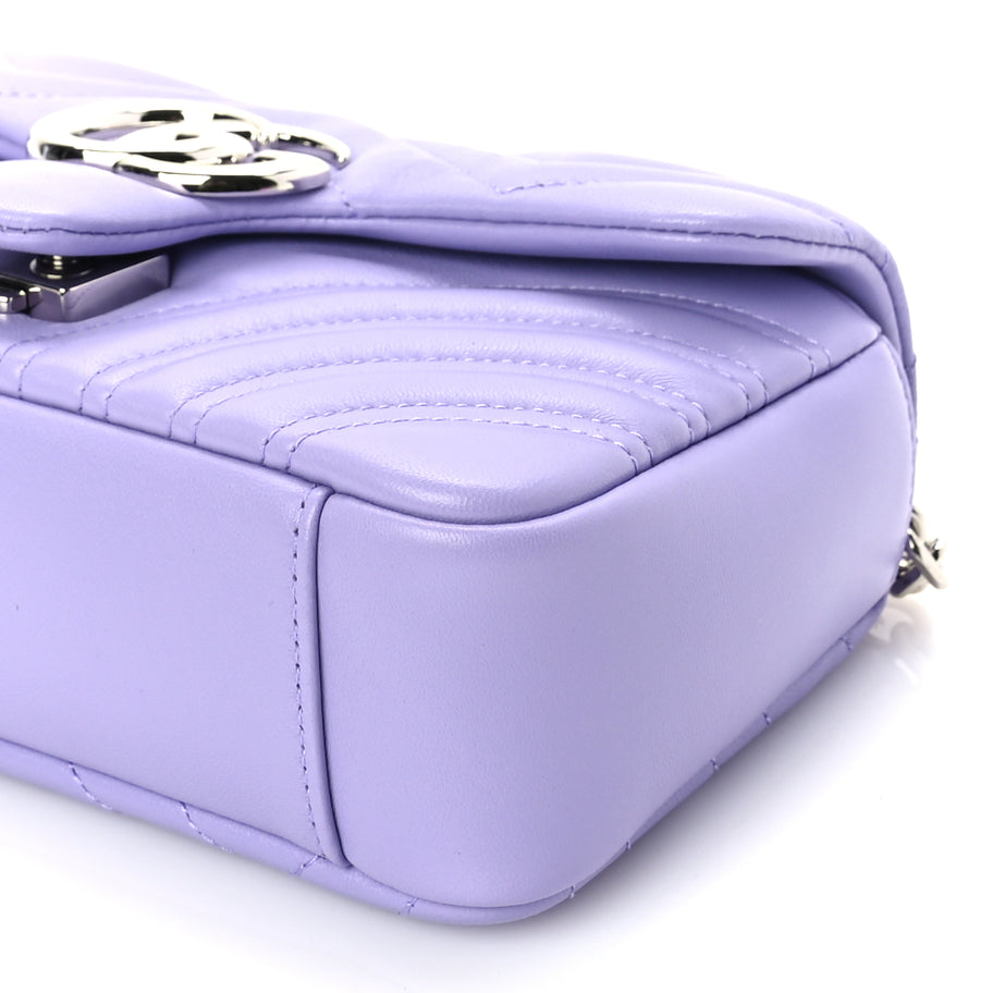 Gucci Lambskin Matelasse Small GG Marmont Shoulder Bag Lilac Image 8