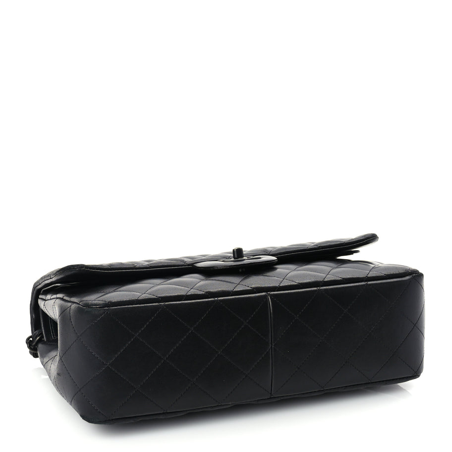 Chanel Lambskin Quilted Jumbo Double Flap So Black So Black Image 3