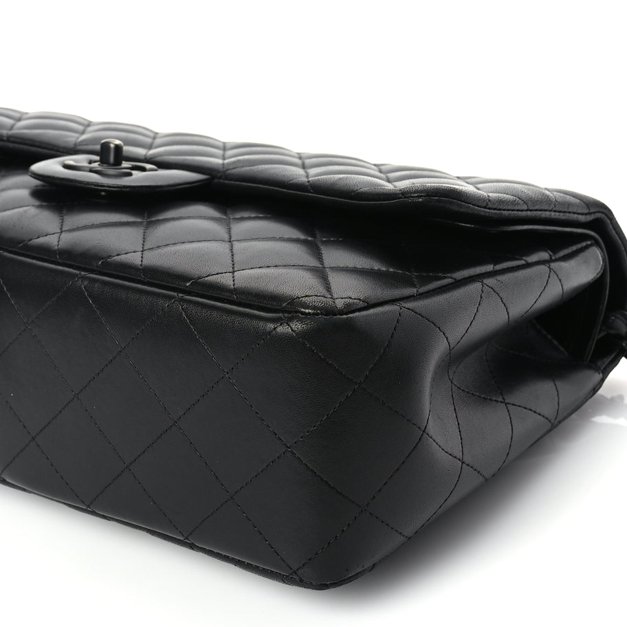 Chanel Lambskin Quilted Jumbo Double Flap So Black So Black Image 9