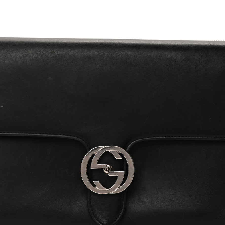 Gucci Moon Calfskin Medium Interlocking G Shoulder Bag  Black Image 6