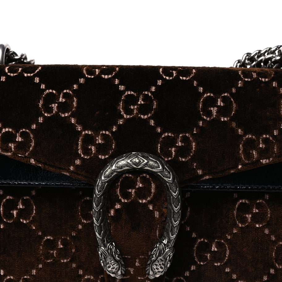 Gucci Velvet Skipper GG Monogram Small Dionysus Shoulder Bag Brown Black Image 7