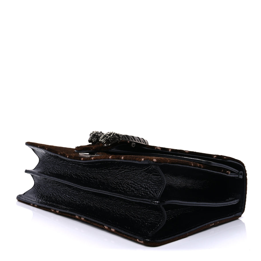 Gucci Velvet Skipper GG Monogram Small Dionysus Shoulder Bag Brown Black Image 8