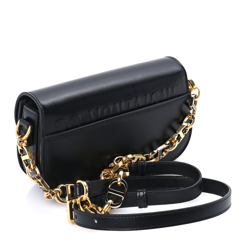  Christian Dior Box Calfskin 30 Montaigne Small Avenue Bag  Black