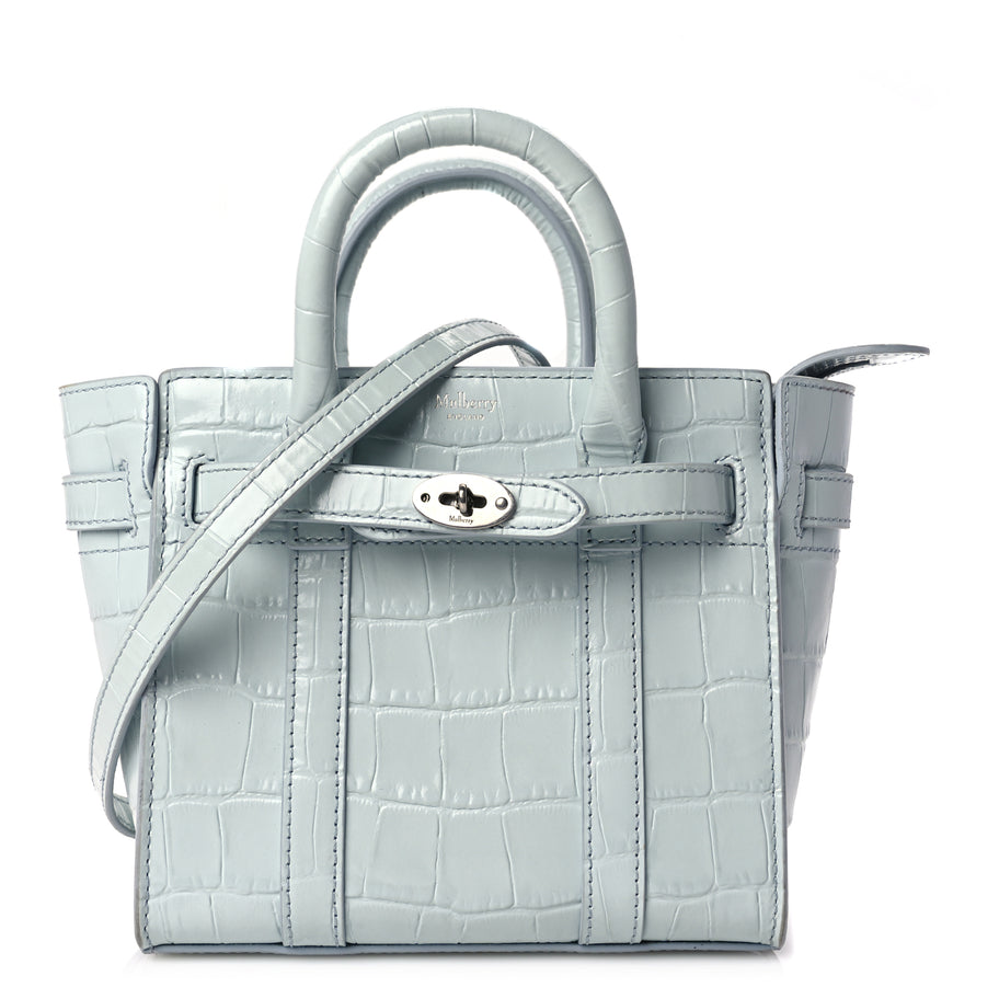 Mulberry Shiny Crocodile Embossed Micro Zipped Bayswater Blue Image 1