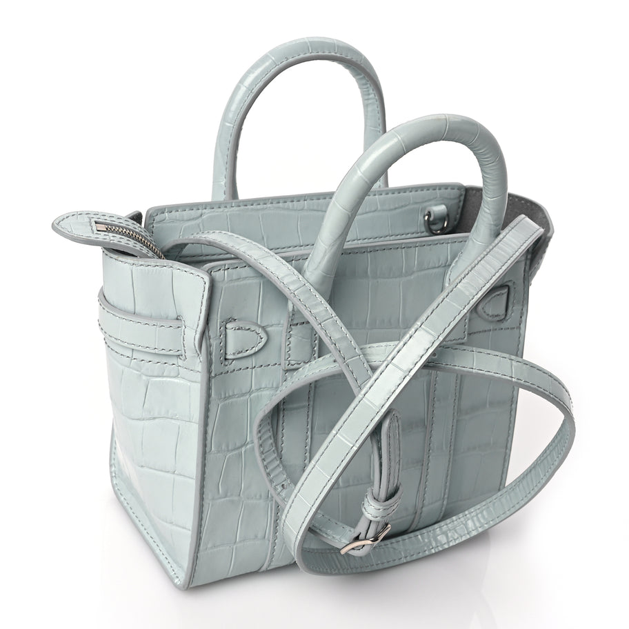 Mulberry Shiny Crocodile Embossed Micro Zipped Bayswater Blue Image 2