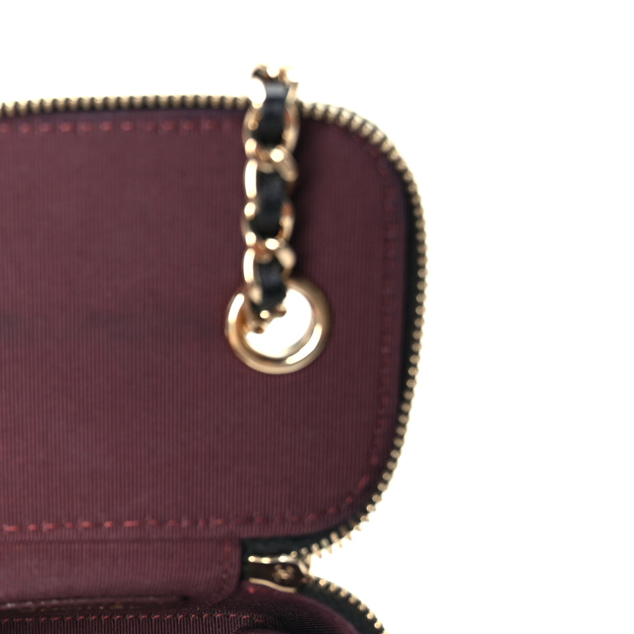 Chanel Lambskin Quilted Mini Vanity Case With Chain  Black Image 4