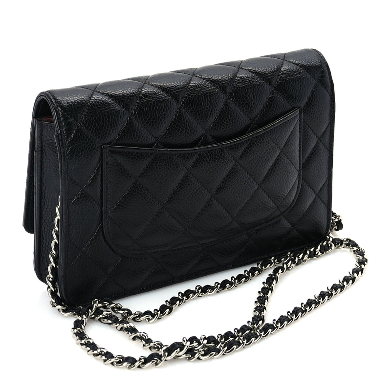  Chanel Caviar Quilted Wallet On Chain WOC  Black