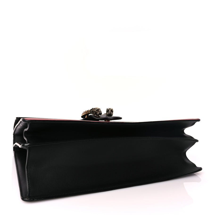 Gucci Calfskin Bamboo Web Large Dionysus Top Handle Bag Black Bright Evergreen Hibiscus Red Image 3