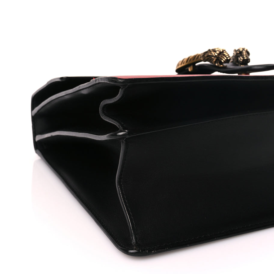 Gucci Calfskin Bamboo Web Large Dionysus Top Handle Bag Black Bright Evergreen Hibiscus Red Image 8