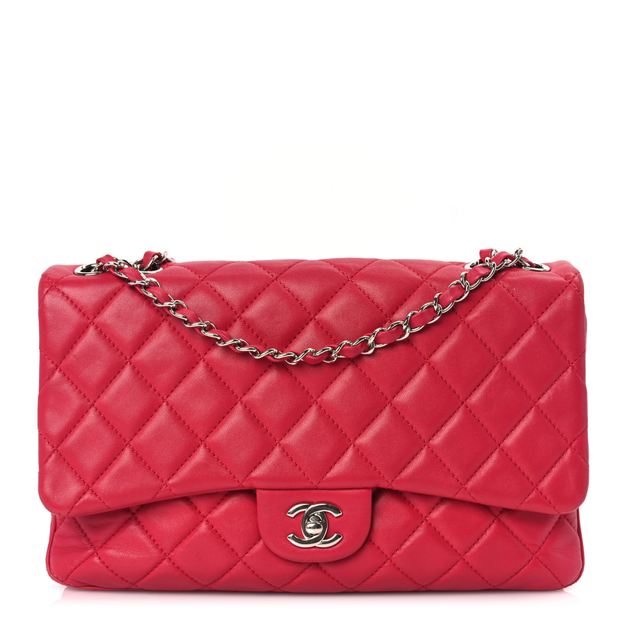Chanel Lambskin Quilted Jumbo Chanel 3 Flap Dark Pink Image 1