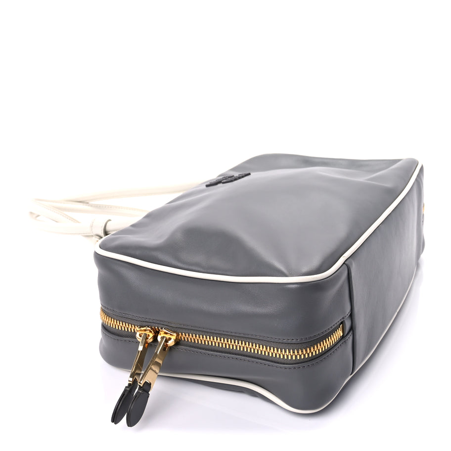 Miu Miu Soft Calf Softy Contrast Large Beau Top Handle Bag Marmo White Image 3