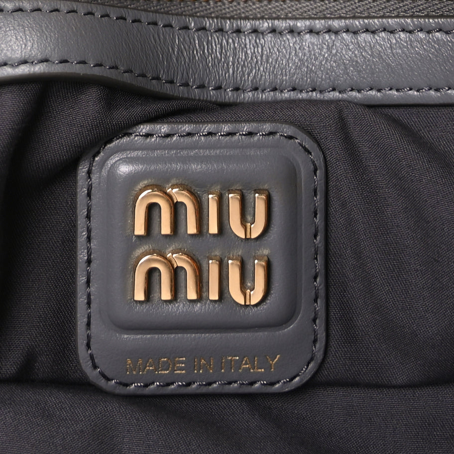 Miu Miu Soft Calf Softy Contrast Large Beau Top Handle Bag Marmo White Image 5
