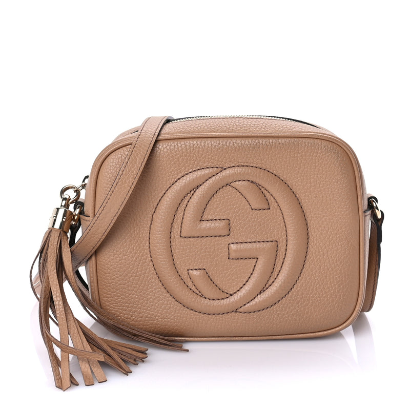 Gucci Pebbled Calfskin Small Soho Disco Bag Rose Beige