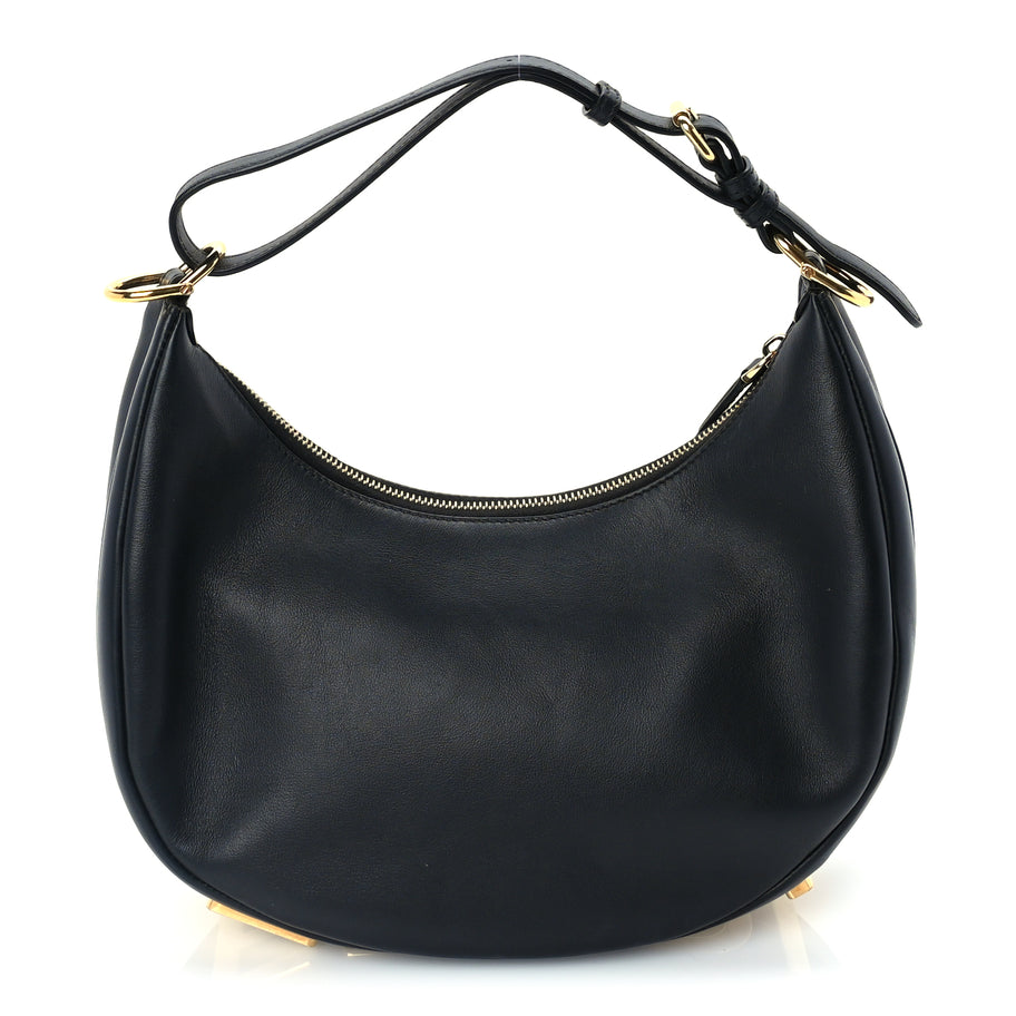 Fendi Vitello Grace Matte Small Fendigraphy Hobo Bag  Black Image 1