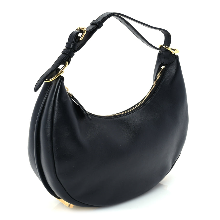 Fendi Vitello Grace Matte Small Fendigraphy Hobo Bag  Black Image 2