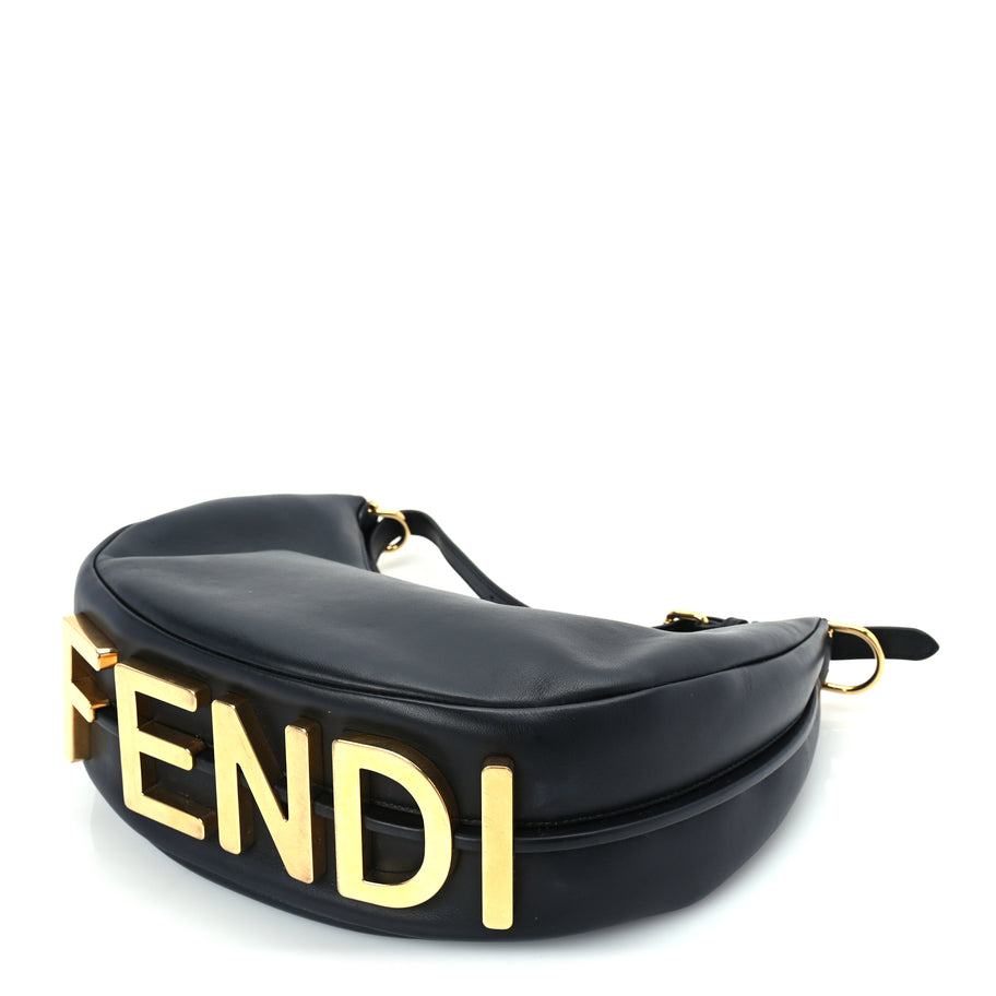 Fendi Vitello Grace Matte Small Fendigraphy Hobo Bag  Black Image 8