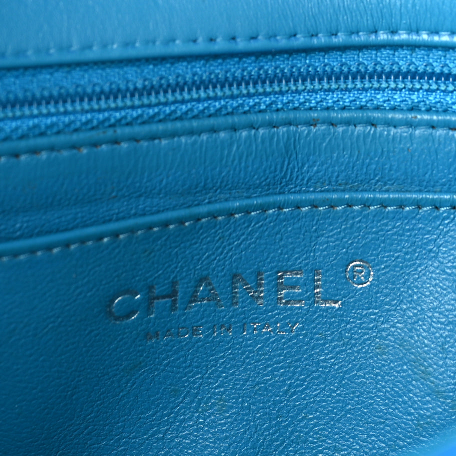 Chanel Patent Calfskin Quilted Mini Rectangular Flap  Blue Image 5