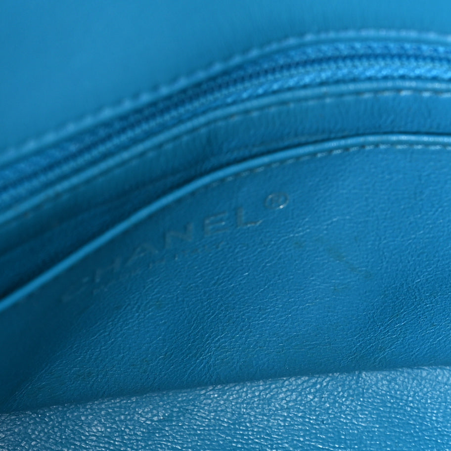 Chanel Patent Calfskin Quilted Mini Rectangular Flap  Blue Image 6