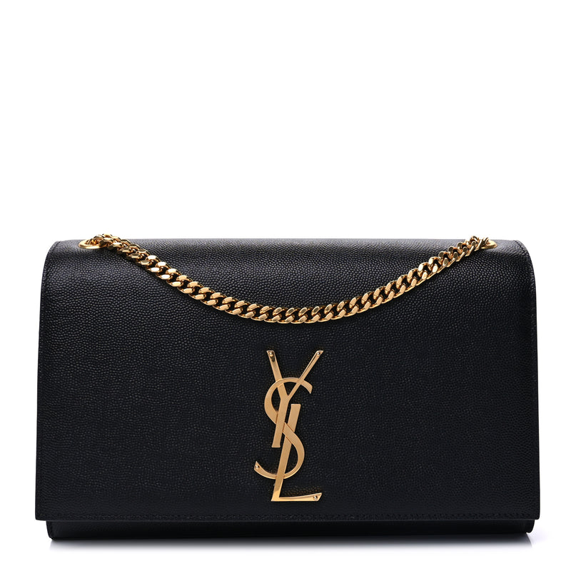  Saint Laurent Grain De Poudre Medium Classic Monogram Kate Satchel Black