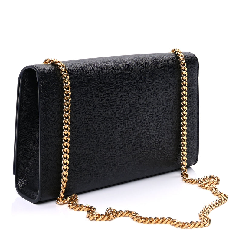  Saint Laurent Grain De Poudre Medium Classic Monogram Kate Satchel Black