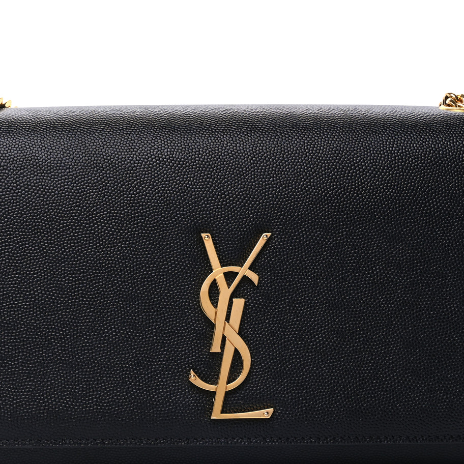 Saint Laurent Grain De Poudre Medium Classic Monogram Kate Satchel Black Image 6