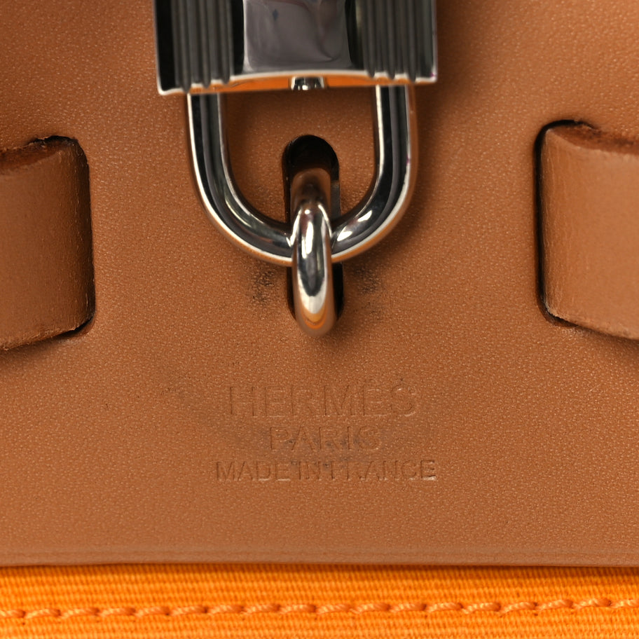 Hermes Toile Officer Vache Hunter Herbag Zip 31 PM Jaune Ambre Natural Image 7