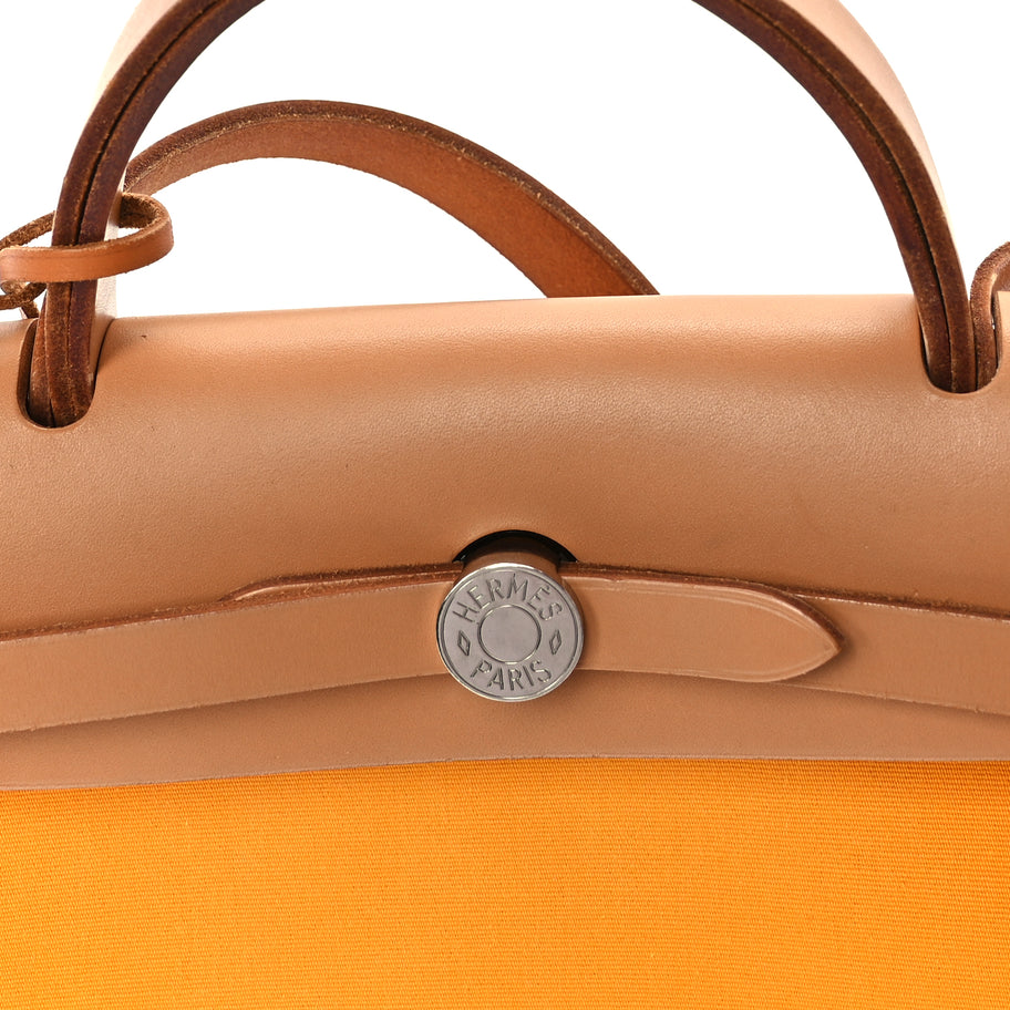 Hermes Toile Officer Vache Hunter Herbag Zip 31 PM Jaune Ambre Natural Image 8