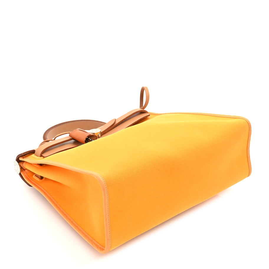 Hermes Toile Officer Vache Hunter Herbag Zip 31 PM Jaune Ambre Natural Image 9