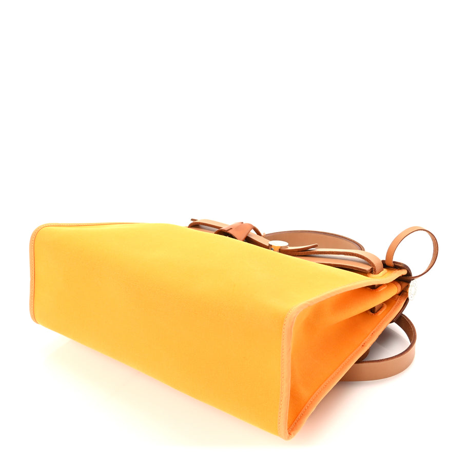 Hermes Toile Officer Vache Hunter Herbag Zip 31 PM Jaune Ambre Natural Image 10