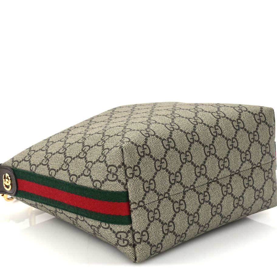 Gucci GG Supreme Monogram Textured Calfskin Web Super Mini Ophidia Shoulder Bag Beige Ebony New Acero Image 7
